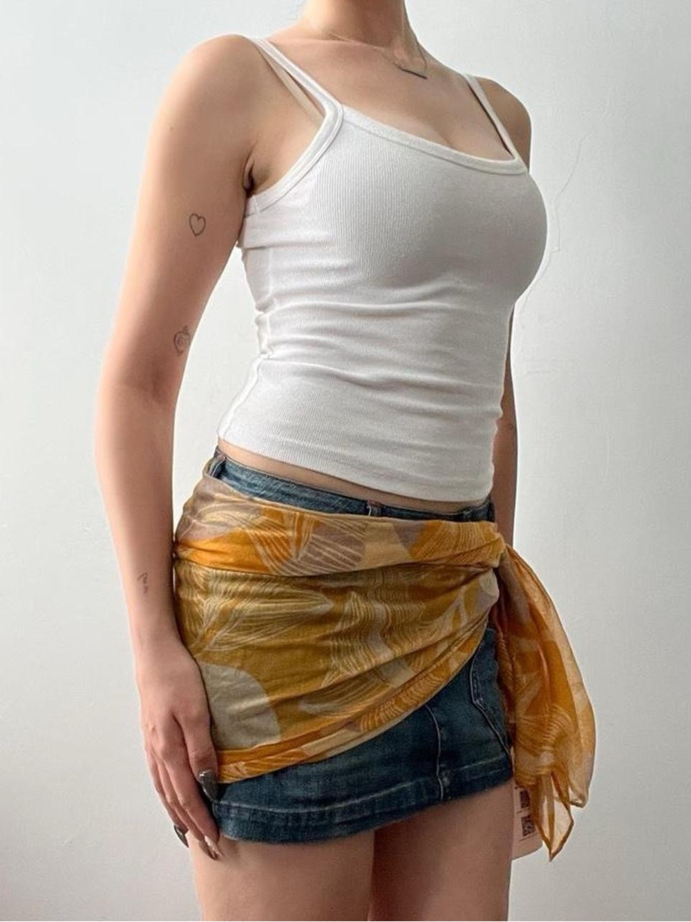 Sheer Orange Patterned Scarf